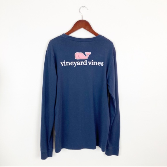 Vineyard Vines Whale Long Sleeve Pocket Tee Navy Blue Youth Large - Picture 10 of 10